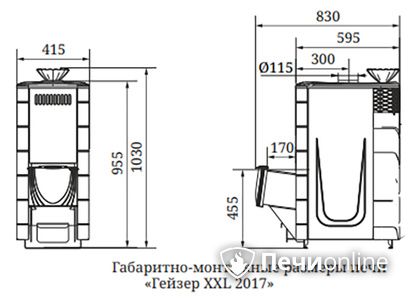 Дровяная печь-каменка TMF Гейзер XXL 2017 Carbon ДН ЗК антрацит в Краснотурьинске