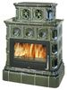Печь-камин ABX Karelie (10кВт в воду), кафельный цоколь, зеленая