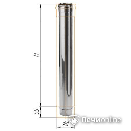 Дымоход Феррум Дымоход нержавейка 08 d-115 L=1м в Краснотурьинске