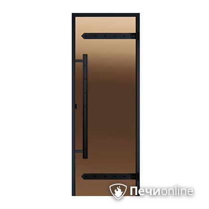 Дверь для бани Harvia Стеклянная дверь для сауны LEGEND 8/19 черная коробка сосна бронза  D81901МL в Краснотурьинске